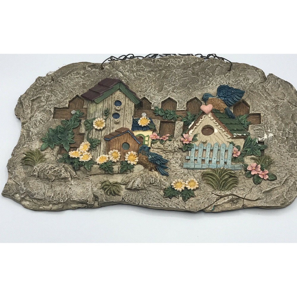 Birdhouses Porch Decor, Resin Slate Plaque, Grey‎ hanging decor
